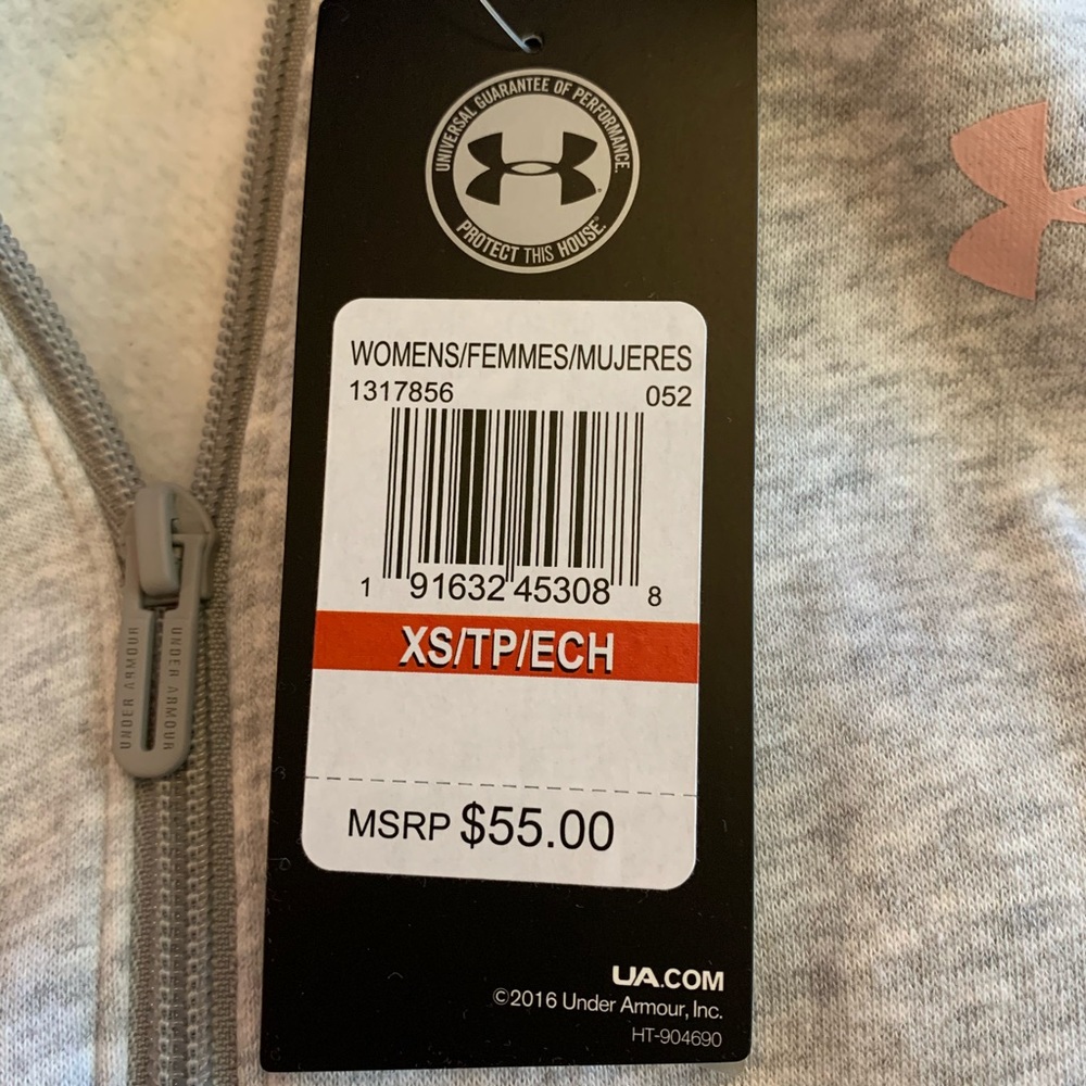 NWT Under Armour Light Gray & Pink Zip Up Jacket - Picture 6 of 7